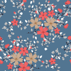 abstract solid modern textile vector design, arrangement with   flowers, all-over seamless pattern with illustration digital image printing factory