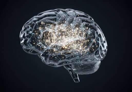 Innovative AI brain visualizing complex data and thought processes