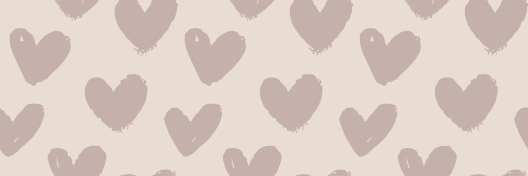 Simple beige hearts in neutral seamless pattern for cute prints.