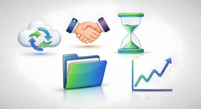 Business Icons Representing Growth and Collaboration.