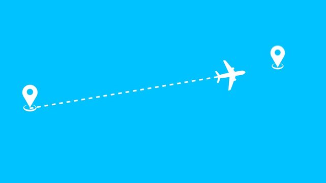 travel flying route destination and dash line trace animation, .for navigation, battlefield, travel, and direction.4k video