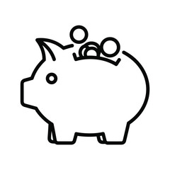 Piggy bank with coins isolated on for saving money concept