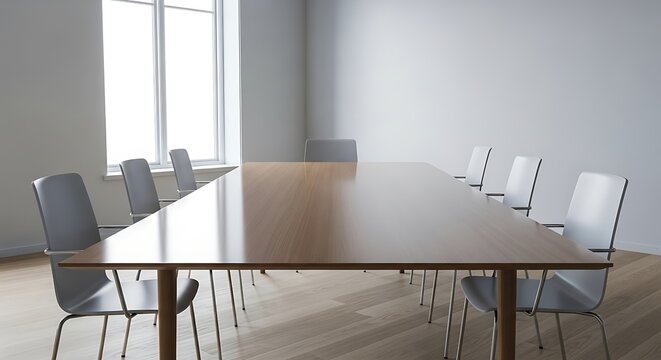 Modern conference room with chairs and table in a bright office interior - Powered by Adobe