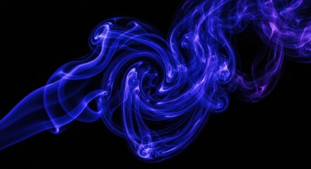 Obraz premium Abstract Swirling Blue and Purple Smoke on Black Background for Artistic and Creative Projects