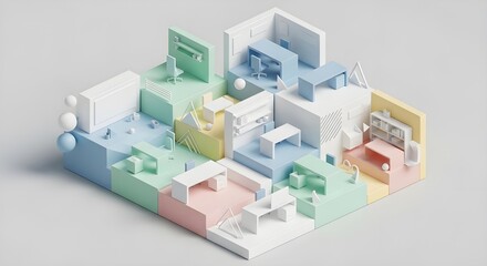 Fototapeta premium 3D Isometric Business Template – Modern Corporate Illustration, Professional Isometric Design Layout