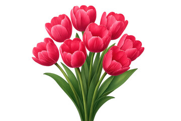 Fototapeta premium Red tulip bouquet illustration representing spring, love, and romance on transparent background