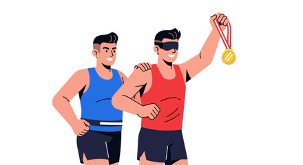 Inclusive Sports Visually Impaired Runner Wins Gold Medal with Guide s Support
