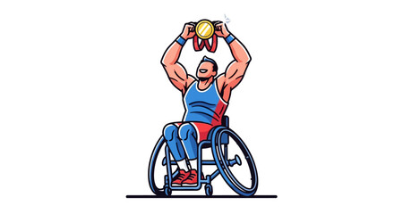 Wheelchair Basketball Champion Celebrating Victory with Gold Medal