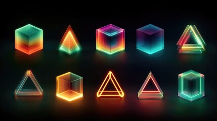 Neon 3D animated logos featuring glowing geometric shapes, dynamic motion, vibrant neon colors perfect for branding, digital marketing, and NFT projects.