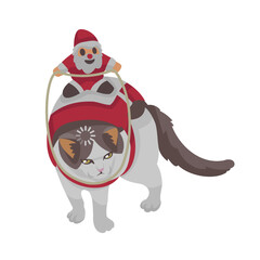 Cartoon Cat Wearing Santa Costume