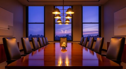 Interior of a luxurious empty church hall with wooden furniture and large windows