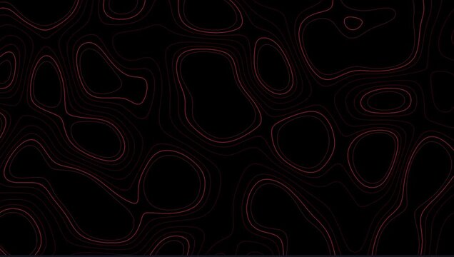 Dark abstract contour lines creating dense organic shapes on a smooth black background