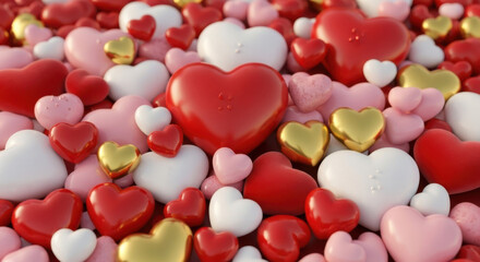 Assorted hearts background: love, romance, valentine's day celebration