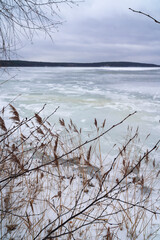 Lake Chusovoe in Yekaterinburg covered with ice