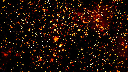 Floating embers sparks black background. Opacity or screen mode usage for overlay