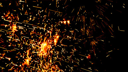 Floating embers sparks black background. Opacity or screen mode usage for overlay