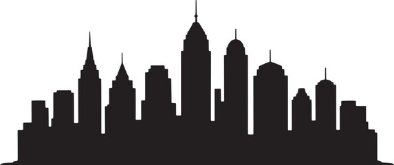 Obraz premium Black silhouette of a city skyline with diverse building shapes and heights white