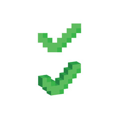 Fototapeta premium pixel 8 bit check mark yes vector icon art for computer game