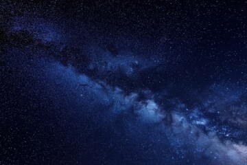 Celestial scene of a star-filled night with the Milky Way visible in deep blue space, perfect for science themes and cosmic backgrounds.