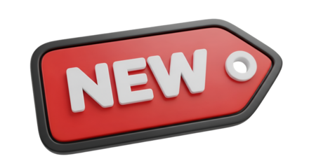 Red Tag with White Text " NEW label sale
