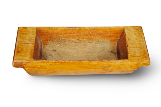 Small wooden trough isolated on transparent background
