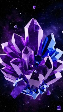 Abstract visualization of sharp geometric crystal shards violently shattering and instantly reforming in a continuous temporal loop conceptual, conceptual art, sci-fi