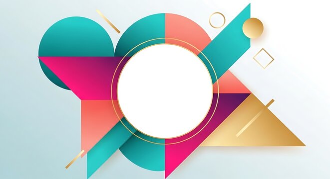 Colorful Geometric Shapes Abstract Frame Design Template, Colorful Geometric Abstract Banner with Shapes