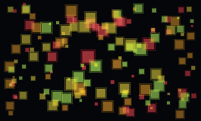 Abstract pattern of colorful glowing squares on a dark background creates a vibrant and energetic feel.