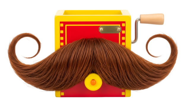 Whimsical Jack-in-the- Box with Large Mustache jack-in-the-box - Powered by Adobe