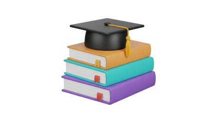 Stack of Books with Graduation Cap education learning