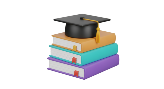 Stack of Books with Graduation Cap education learning