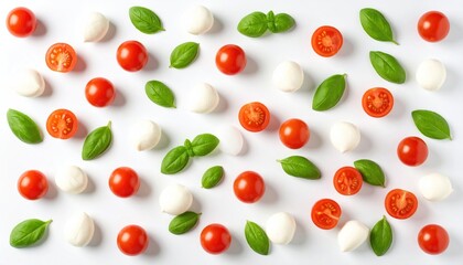 Caprese Salad Ingredients: Tomatoes, Mozzarella, Basil Pattern