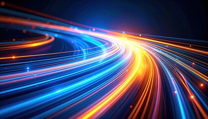 Dynamic Abstract Light Trails, Speed, Data Flow, Futuristic Background
