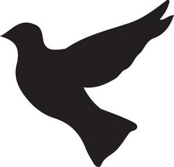 Silhouette of a Dove: A minimalist depiction of a dove soaring gracefully. The contrasting black silhouette captures its elegant form, symbolizing peace, freedom, and hope.