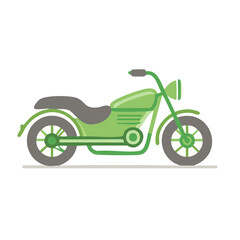 Obraz premium Classic Green Motorcycle Flat Design Illustration Simple Transportation Graphic