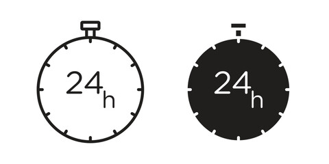 24 Hrs icon in minimal flat, stroke style. suitable for graphic designs