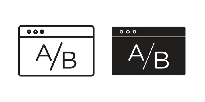 A B test icon in minimal flat, stroke style. suitable for graphic designs