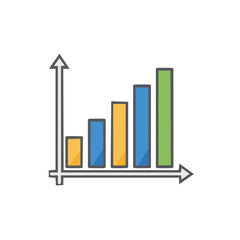 Stylized Bar Graph Showing Positive Trend with an Upward Arrow and Data Columns