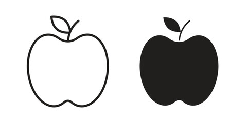 Apple icon in minimal flat, stroke style. suitable for graphic designs