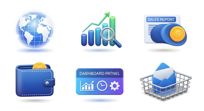 Set of Business and Finance Icons for Digital Marketing and Analytics.