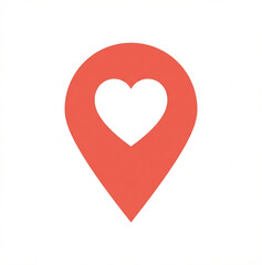 2D Map location pin with heart icon