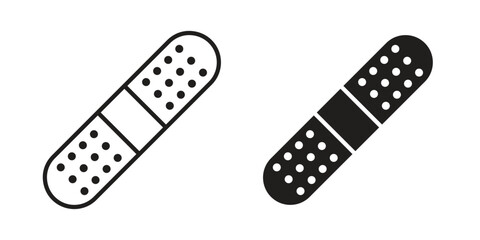 Band aid icon in minimal flat, stroke style. suitable for graphic designs