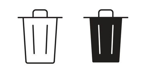 Bin icon in minimal flat, stroke style. suitable for graphic designs