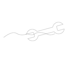 Obraz premium continuous line drawing Wrench on white background. Vector illustration. Flat design for business finance marketing banking advertising concept.