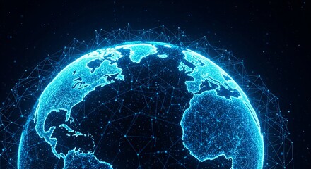 Digital earth globe with network connection in space