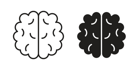 Brain icon in minimal flat, stroke style. suitable for graphic designs
