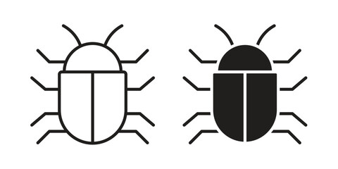 Bug icon in minimal flat, stroke style. suitable for graphic designs