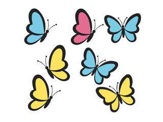  butterfly clipart set logo