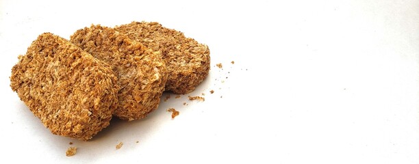 Whole Wheat Cereal Biscuits – Healthy High Fiber Breakfast Food Isolated on White