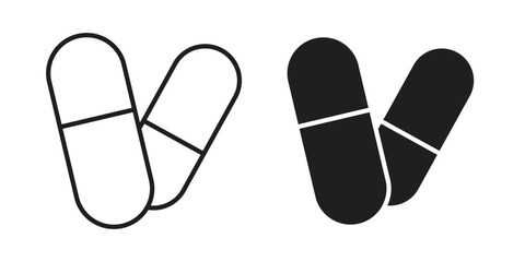 Capsule icon in minimal flat, stroke style. suitable for graphic designs